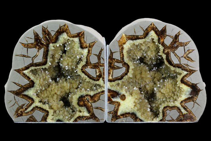 Tall, Crystal Filled Septarian Geode Bookends - Utah #123838